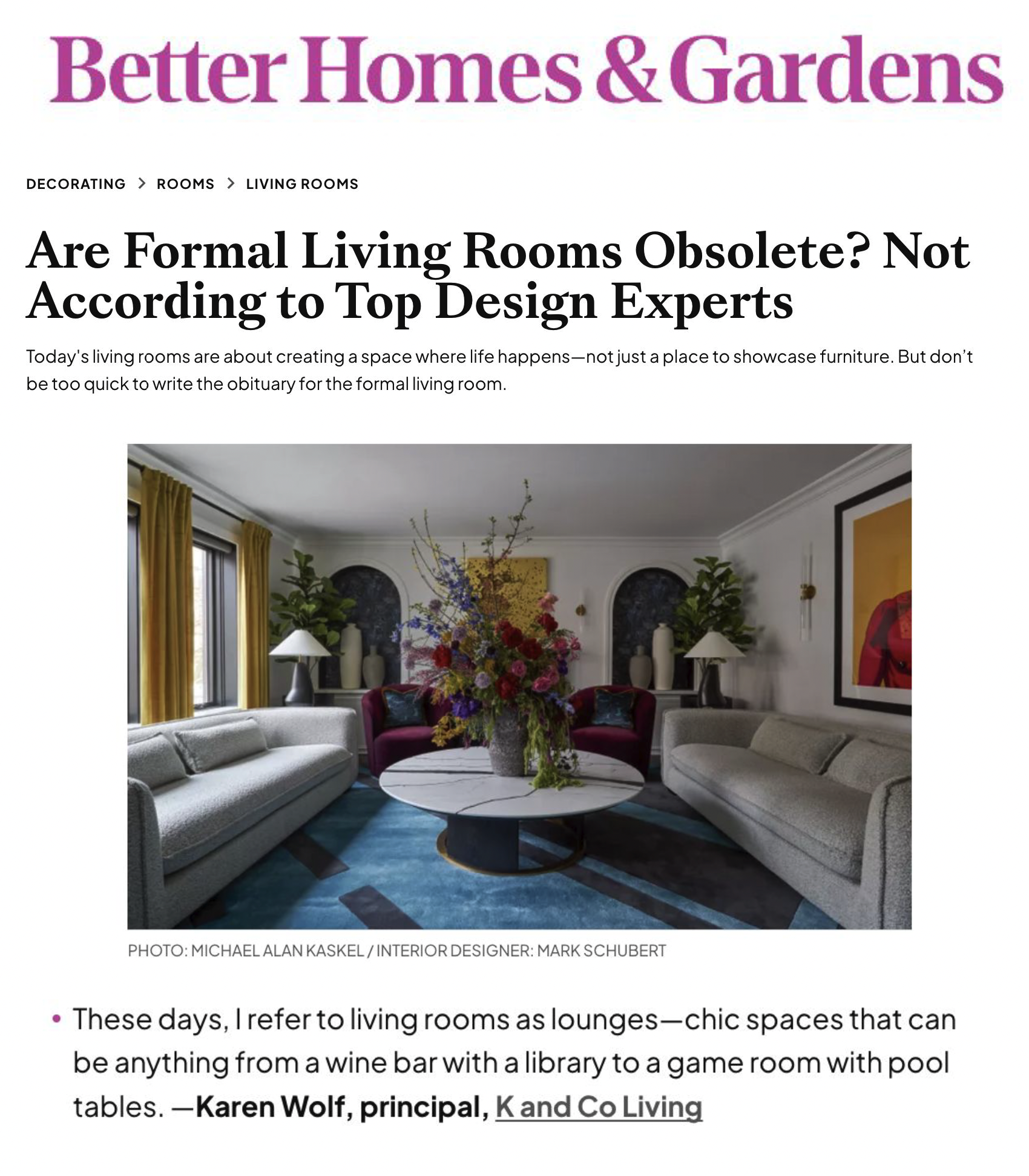 Better Homes & Gardens article